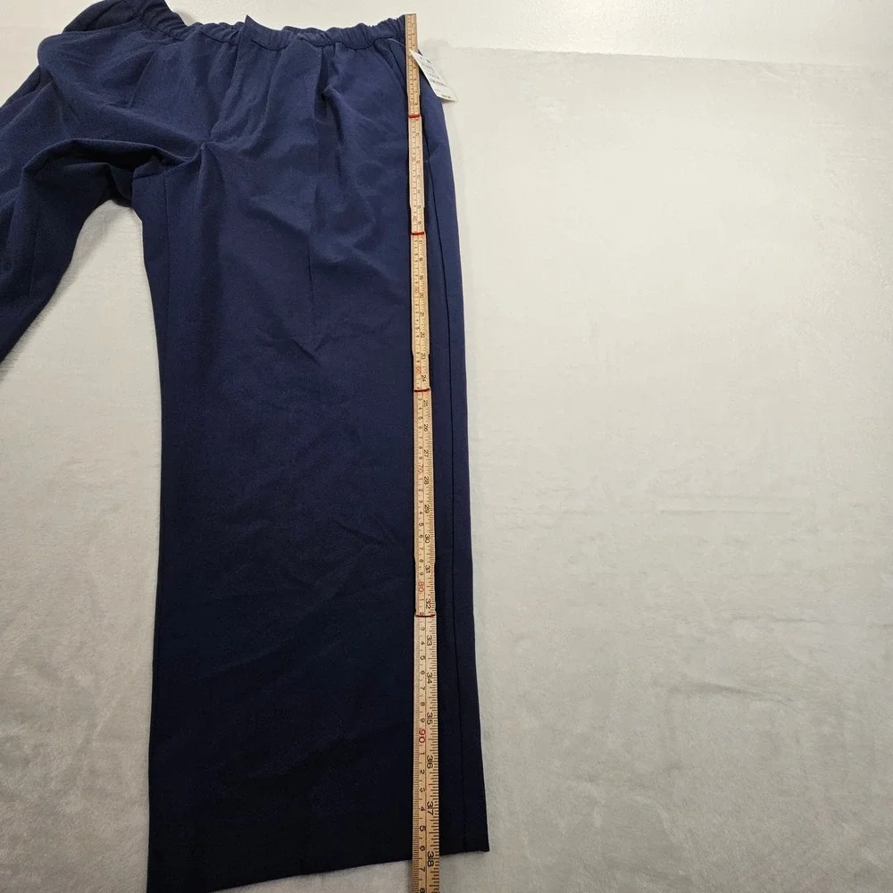 Mode Of One Men Navy Blue Elastic Waist Pleated Wide Leg Pants‎ Size Large